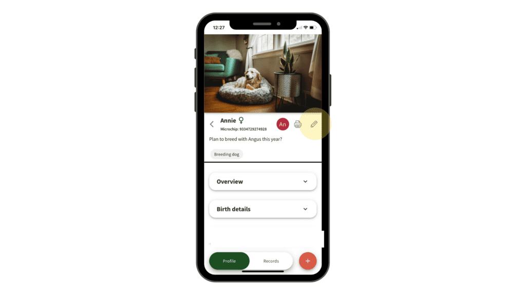 Edit a dog profile