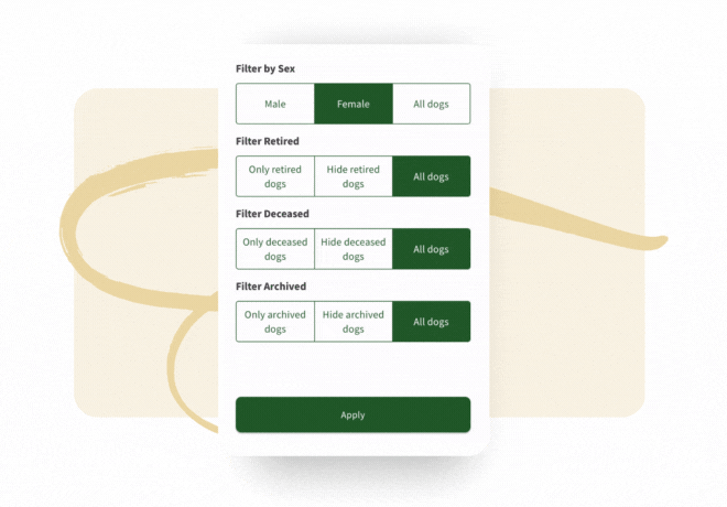 Advanced filters in Breedera